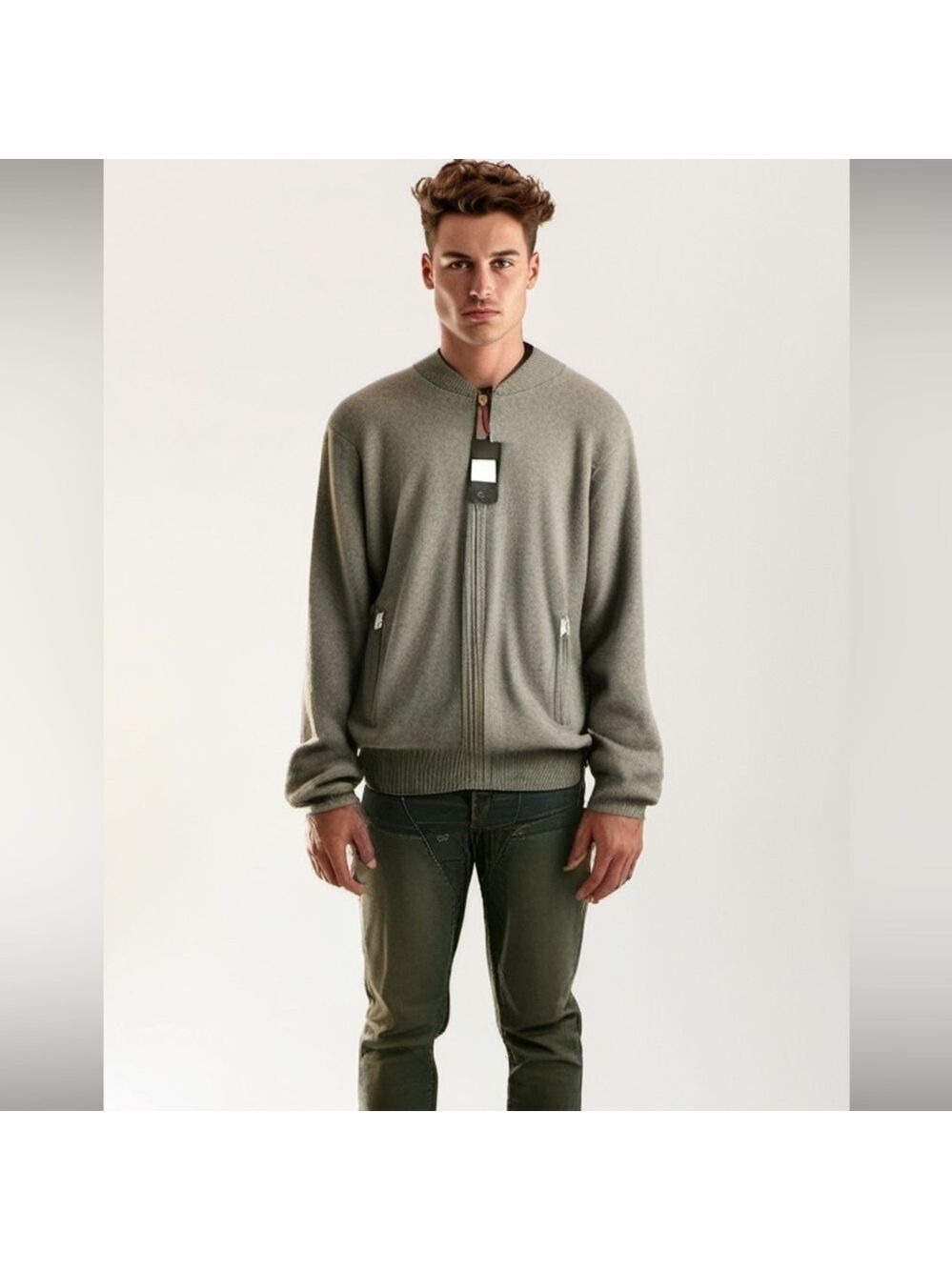 FIVE FOUR KEITH SIZE 2X MENS GRAY SWEATER CARDIGAN CREW ZIP UP Nwt